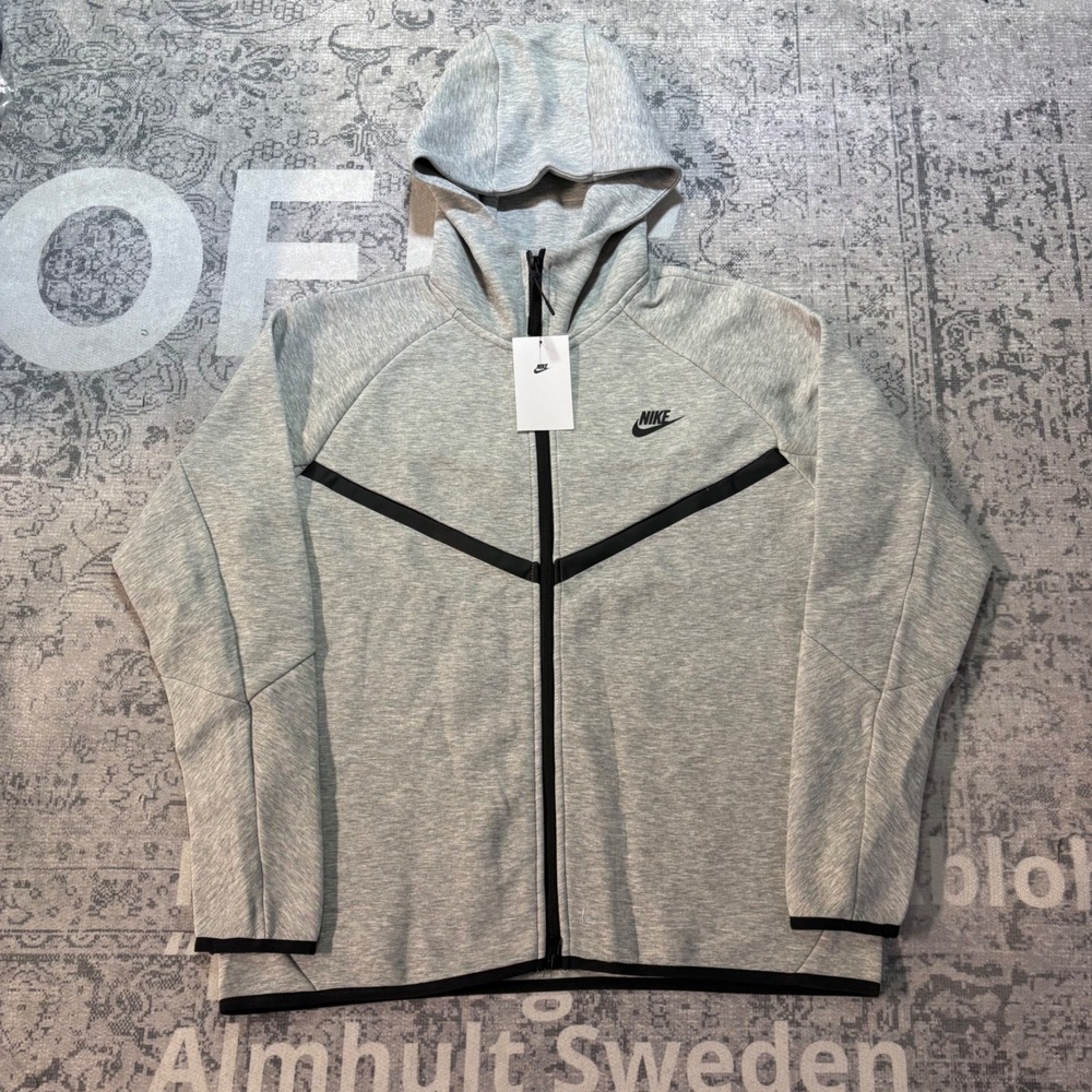 Nike Tech Fleece Full Zip Hoodie Mens Medium Grey Black HV0949-063
